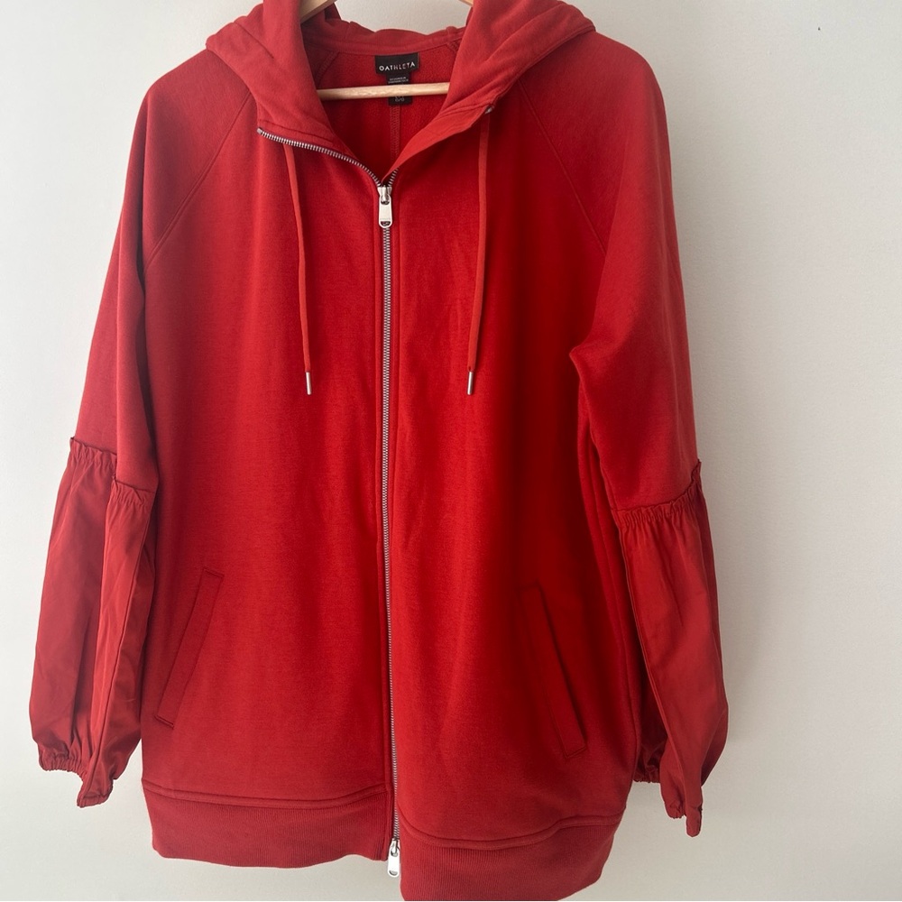 Athleta Orange-red Zip Up Hoodie Size LT